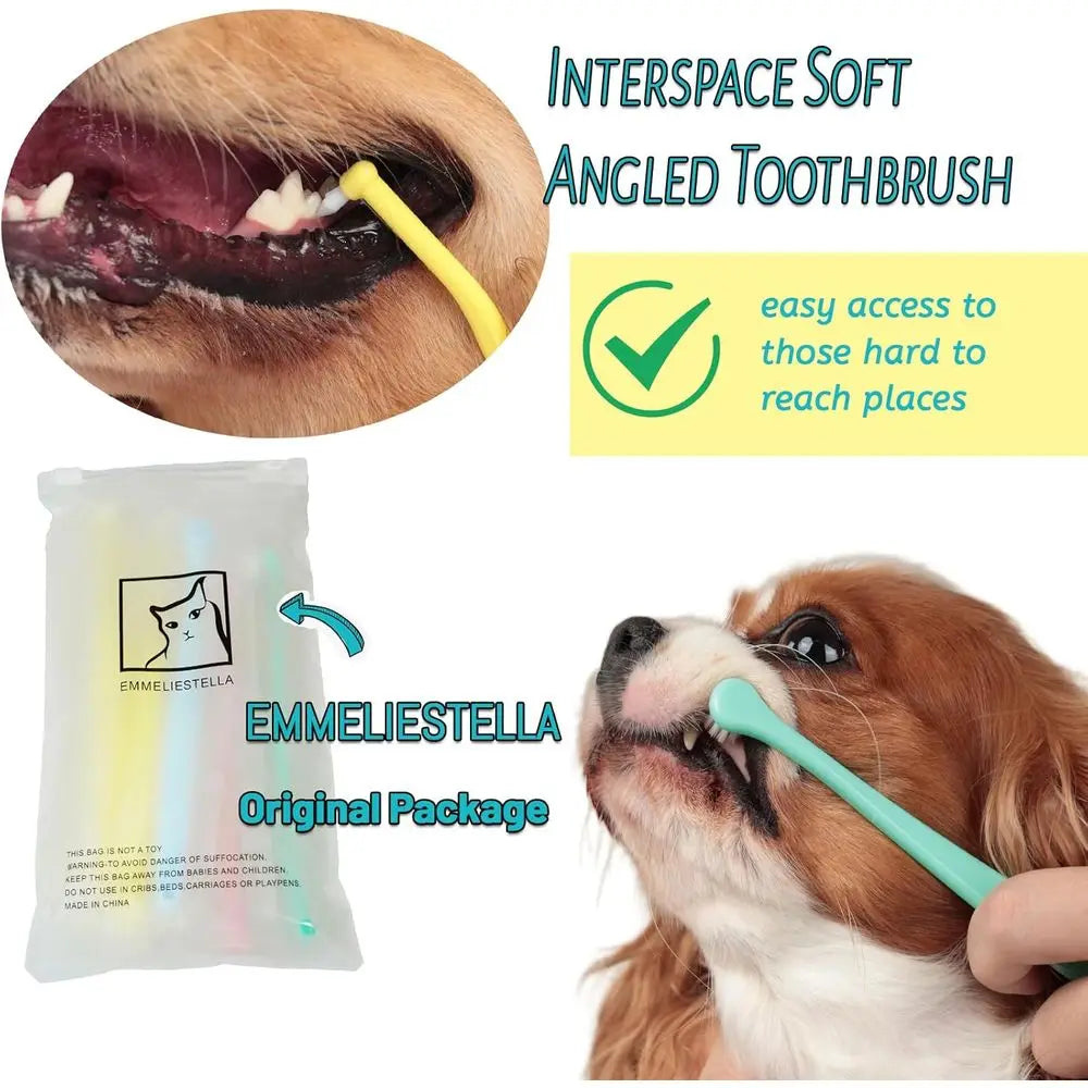 Dog & Cat Toothbrush Micro, Dental Care, Pets Toothbrush, Oral Hygiene, Easy to Handle, Deep Clean, Soft Bristles, Multi-Angle,