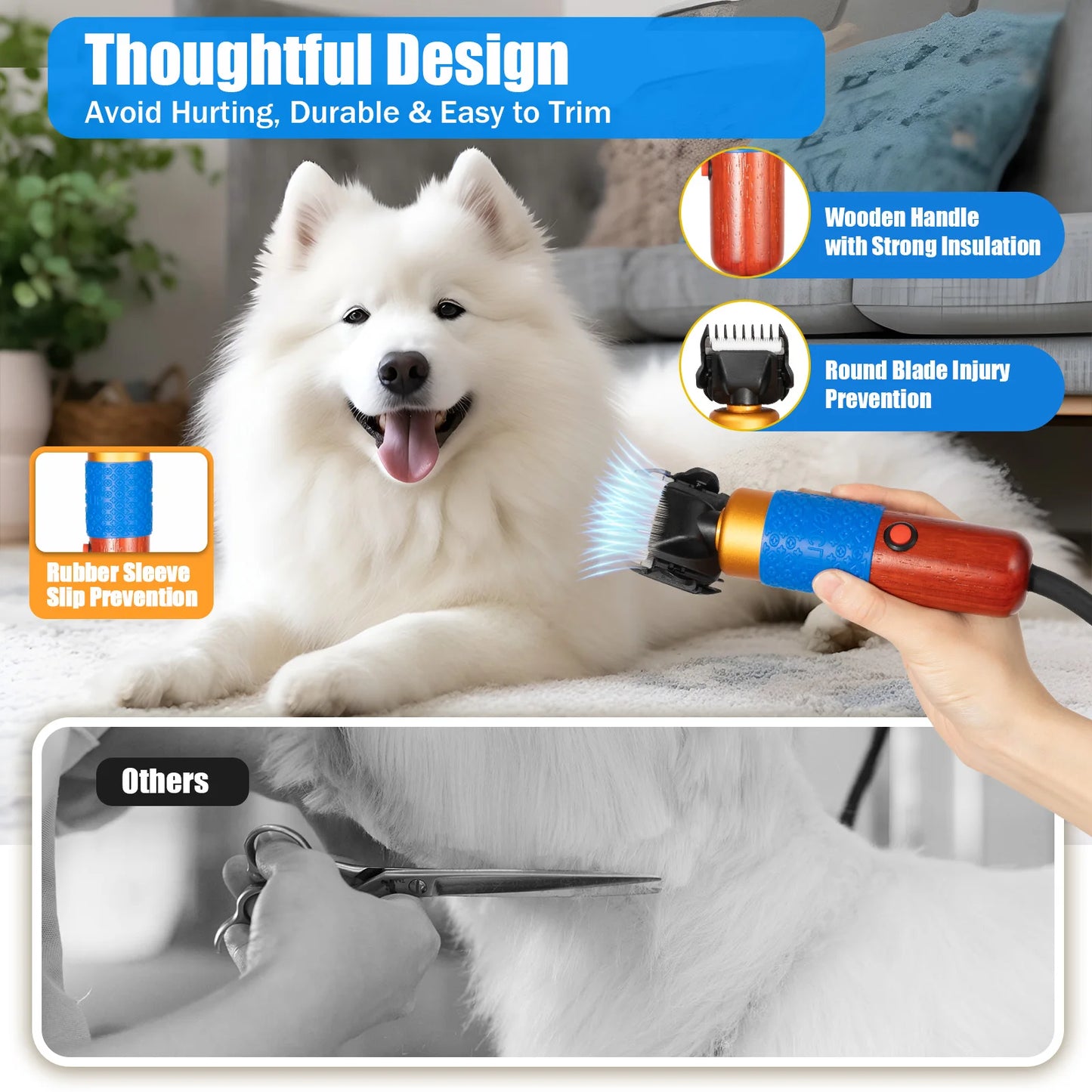 110V/220V 36W Regulation Pet Electric Push Shear Mahogany Handle Professional Shearing Machine Rabbit Hair Shear Wool Shear