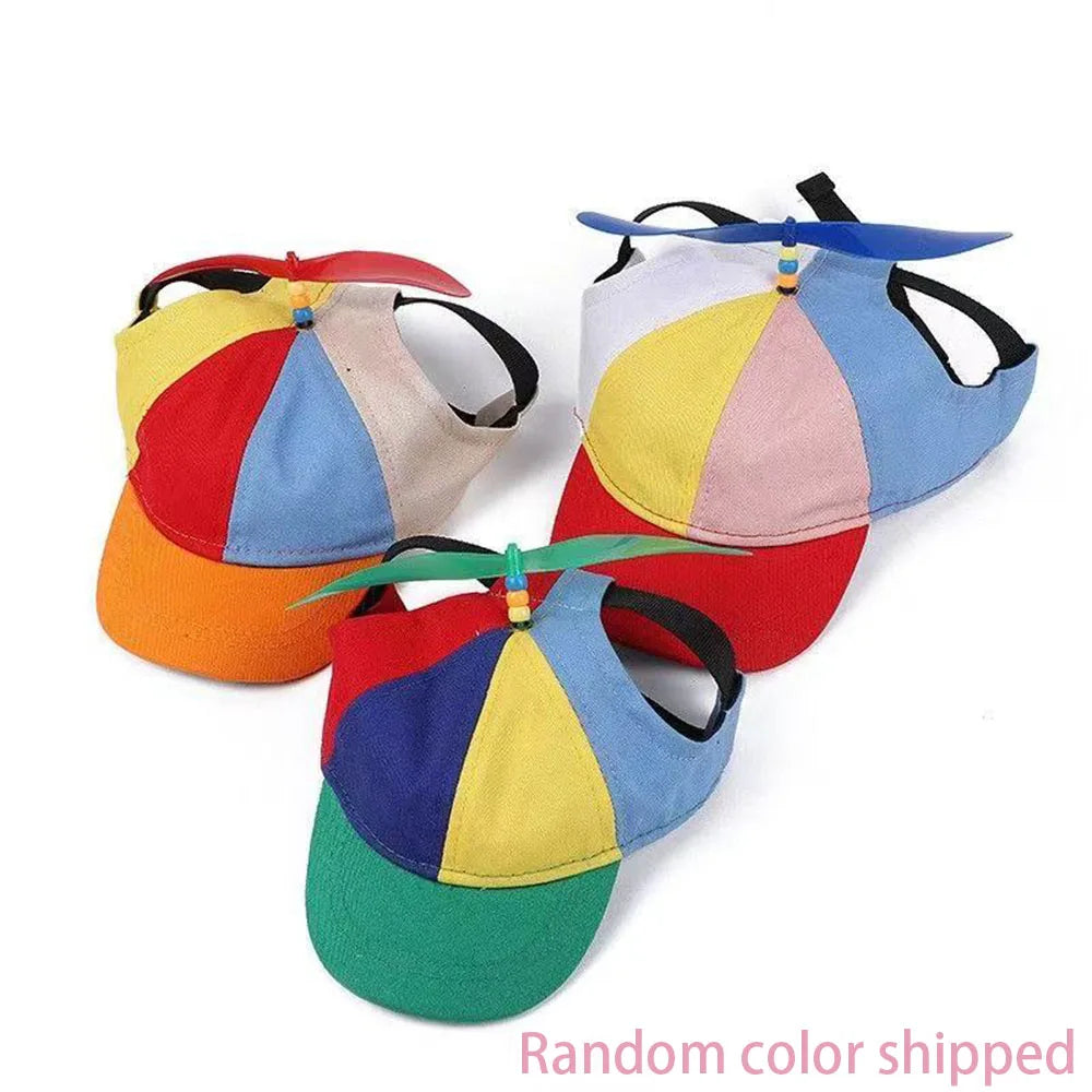 Propeller Halloween Costume Accessory For Cats Dogs Cute Funny Colorful Pets Rainbow Helicopter Hat Baseball Cap