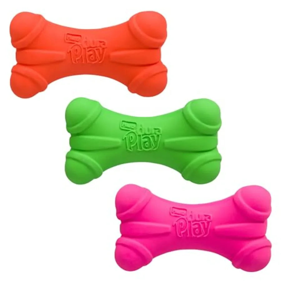 DuraPlay Bone Squeaky Latex Dog Toy for Medium Breeds, 3 Pack