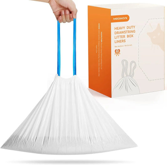 MeoWant Cat Litter Box Liners, Drawstring Receptacles Bags Thickened Waste Bag for MeoWant MW-SC01/SC02/SC09 Automatic Cat Litter Box, 20pcs