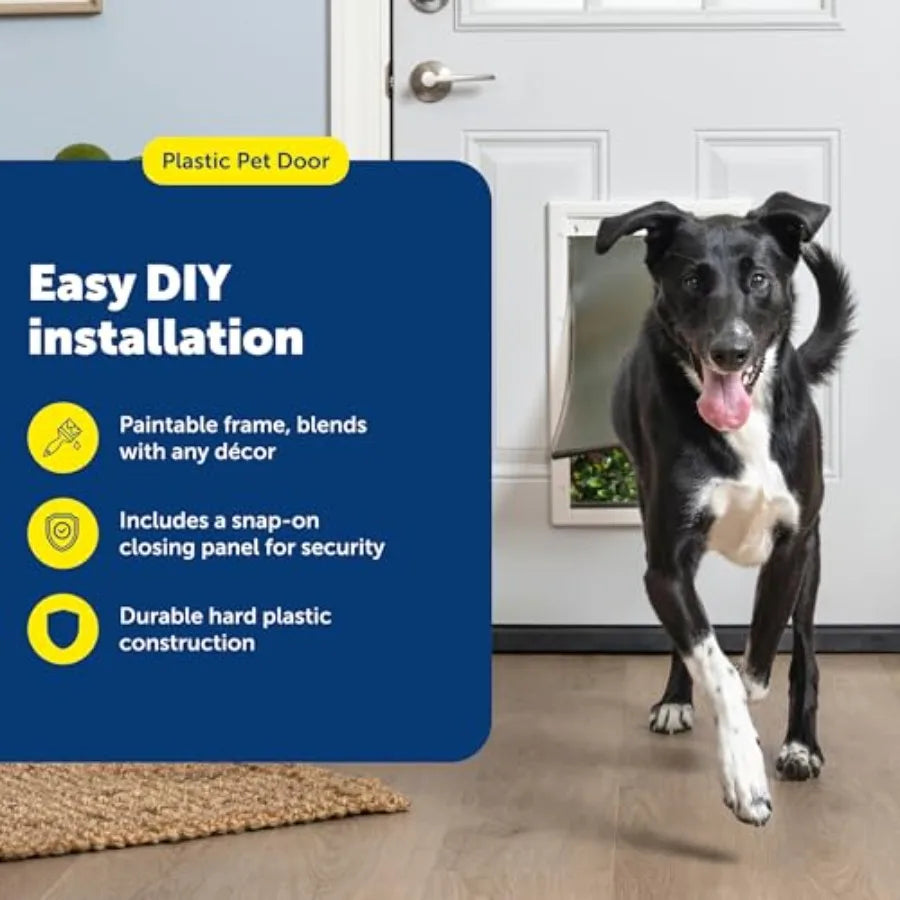 NEVER RUST Dog and Cat Door For Pets Up To 100 lb Paintable Easy DIY Installation Closing Panel Included Install in Interior an