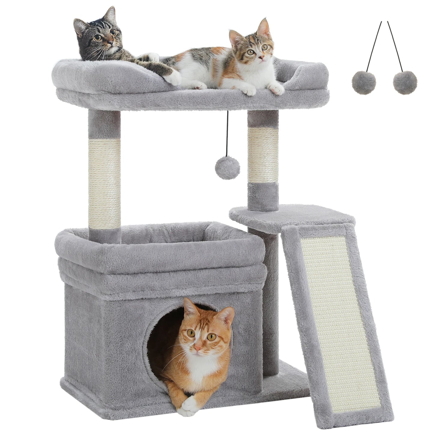 Safe and Stable Cat Tree 27Inches Cat Tower with Cozy Top Perch, Private Cat Condo and Sisal Scratching Post&Pad for Indoor Cats