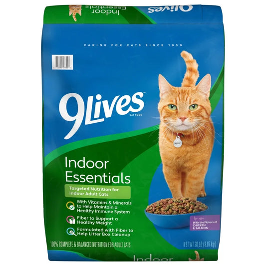 Indoor Essentials Dry Cat Food for Adult Cats with Chicken and Salmon Flavors, 20 lb. Bag