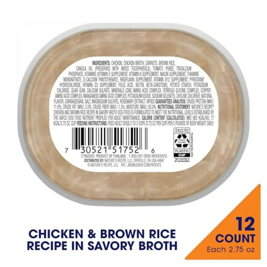Wet Dog Food, Chicken in Broth Recipe, 2.75 Ounce Cup Pack of 12 Package may vary