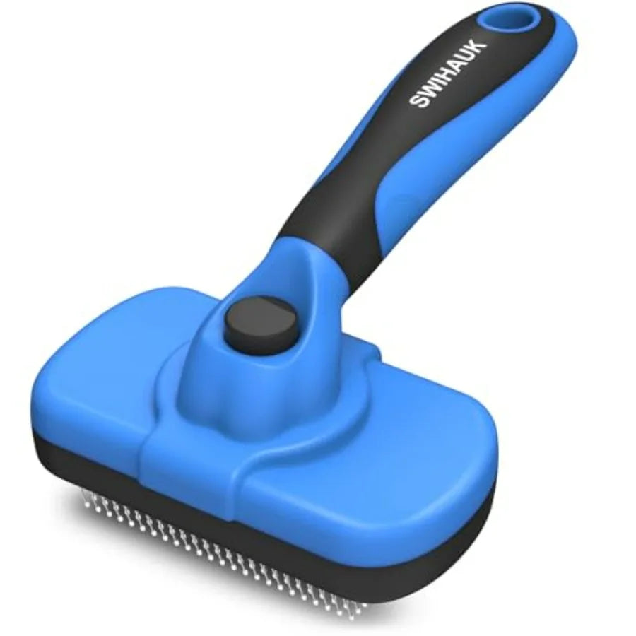 Self Cleaning Slicker Brush for Dogs and Cats - Skin Friendly Grooming, Deshedding, Hair Removal for Puppies and Long/Short Hai