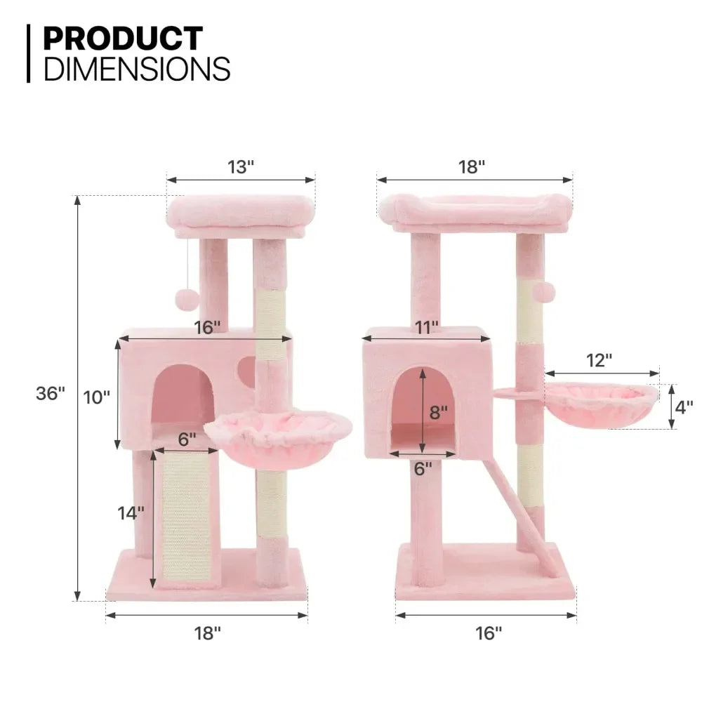 Cat Tree, 36 Inch Cat Tree Tower With Cat Condo, Small Cat Tower With ching Post SisalCovered ching Board, Cat Climbi