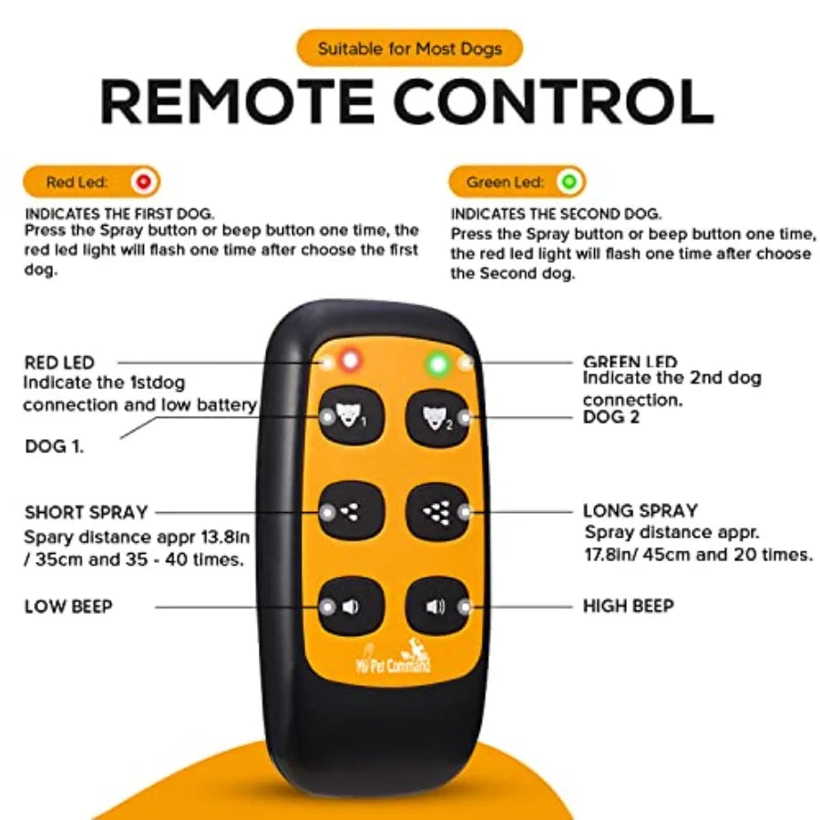 Outdoor pet training collar, silicone material, black color, 2-in-1 auto remote citronella spray with advanced bark detection a