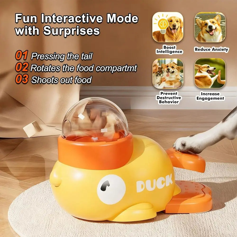 Interactive Dog Treat Dispenser Toy & Slow Feeder Dog Bowls - Duck-Shaped Puzzle Toy for Mental Stimulation, Adjustable Food Out