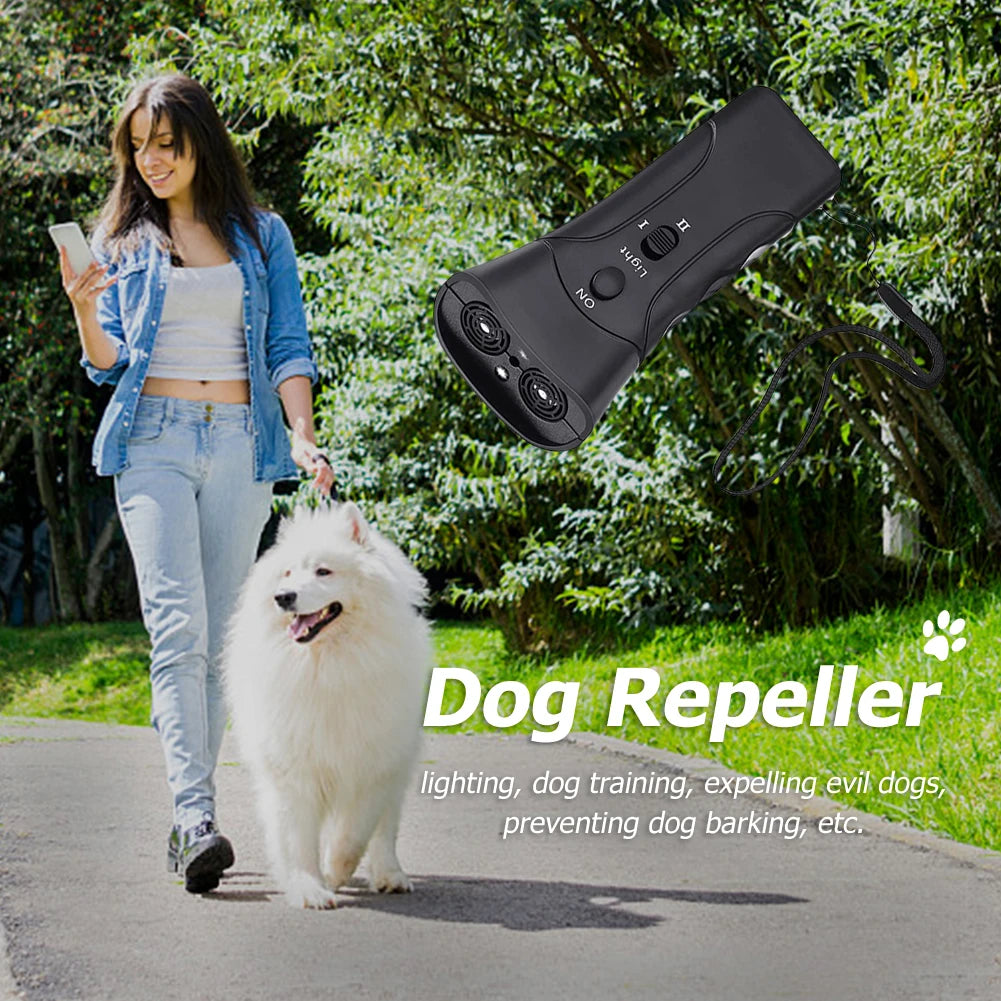 Ultrasonic Bark Arrester Plastic with LED Flashlight Dog Anti Barking Device Anti Barking Equipment for Pet Training Accessories