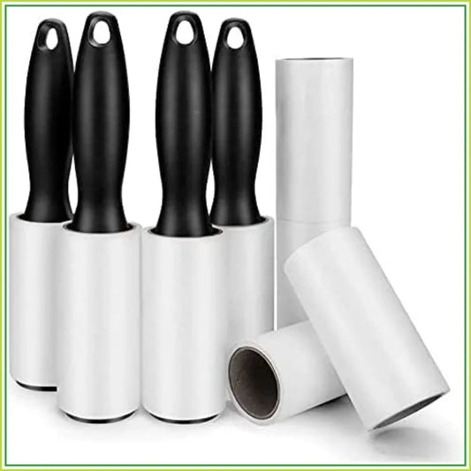480 Sheet Pet Hair Lint Roller Set - 4 Handles, 8 Refills, Easy-Peel Diagonal Cut, Strong Adhesive for Clothes, Furniture, Car