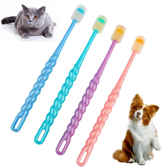 4 Pcs 360-Degree Small Dog and Cat Soft Toothbrush Silicone Deep Pet Teeth Cleaning Kit
