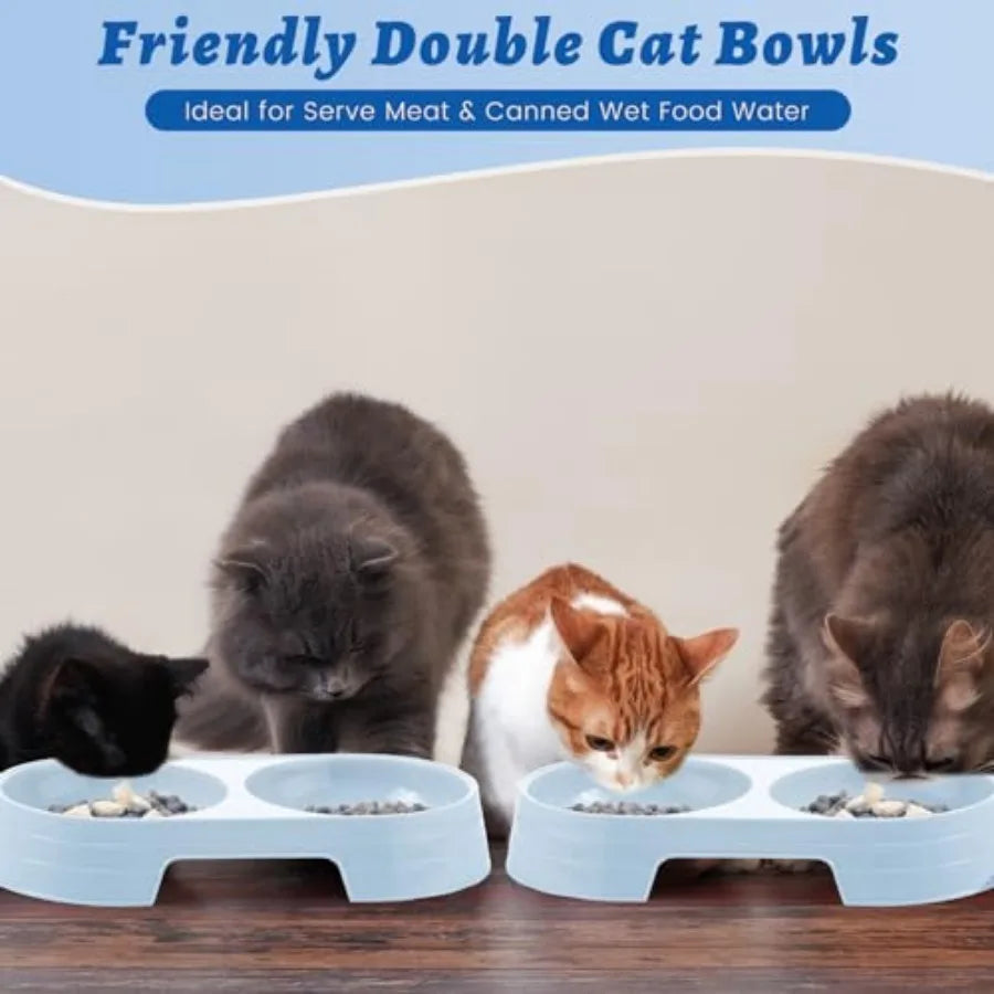 7 Pcs Kitten Litter Box Starter Kit 2 Plastic Small Kitty Litter Box Training Low Entry with Scoop 2 Double Cat Bowl and Mat fo