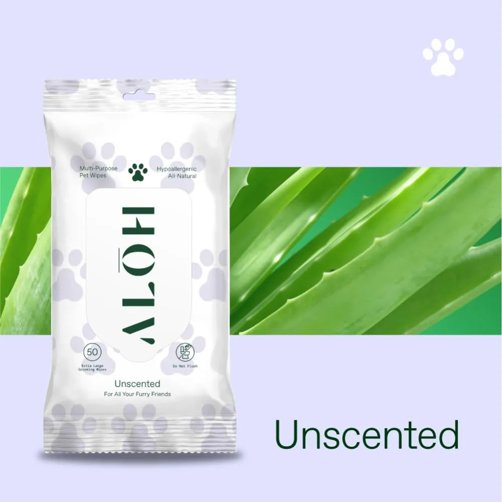 Hypoallergenic All-Natural Multi-Purpose Pet Wipes, Unscented 50ct