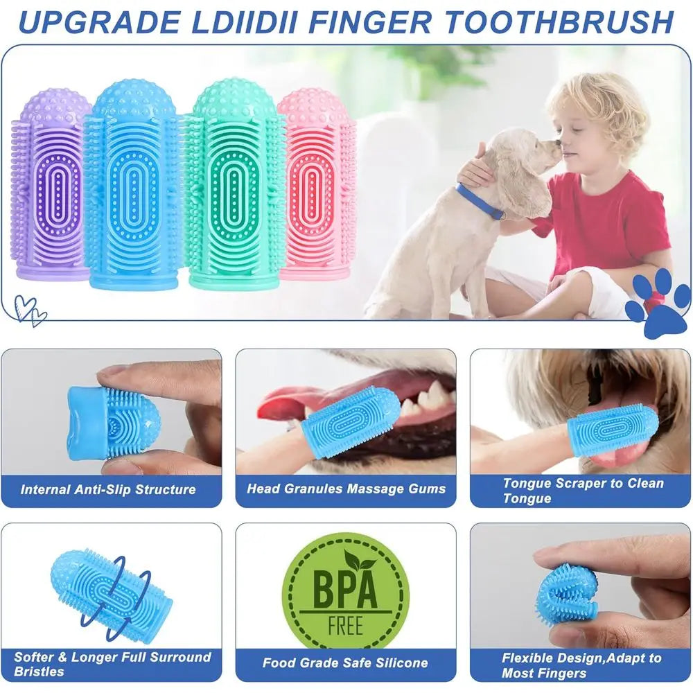 Dog Toothbrush 4 Pack Dog Tooth Brushing Kit Dogs Teeth Cleaning Dental Care Cat Toothbrushes Puppy Toothbrushes Pet Toothbrushe