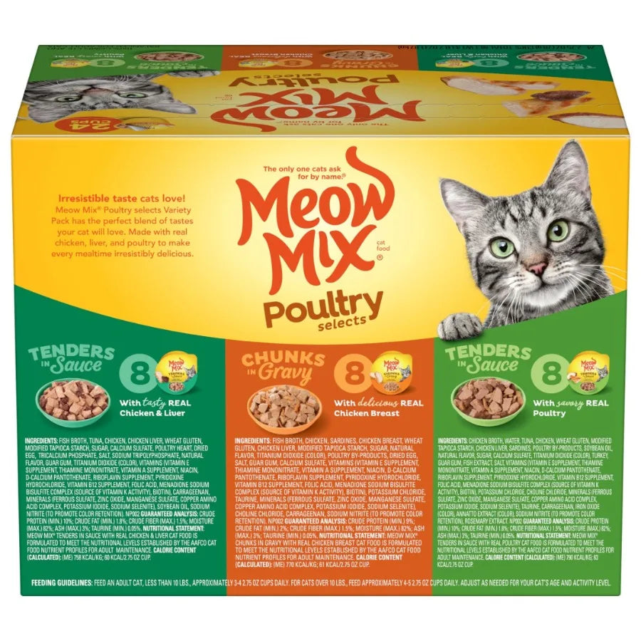 Poultry Selections Variety Pack, Wet Cat Food, 2.75 oz Cup 24 Pack