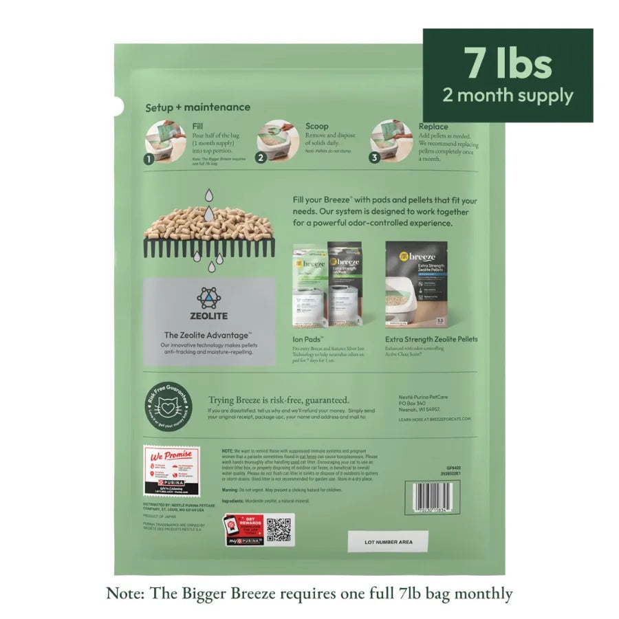 Purina Breeze Unscented 99.9 Percent Dust Free, Multi Cat, Zeolite Pellet Cat Litter Refill