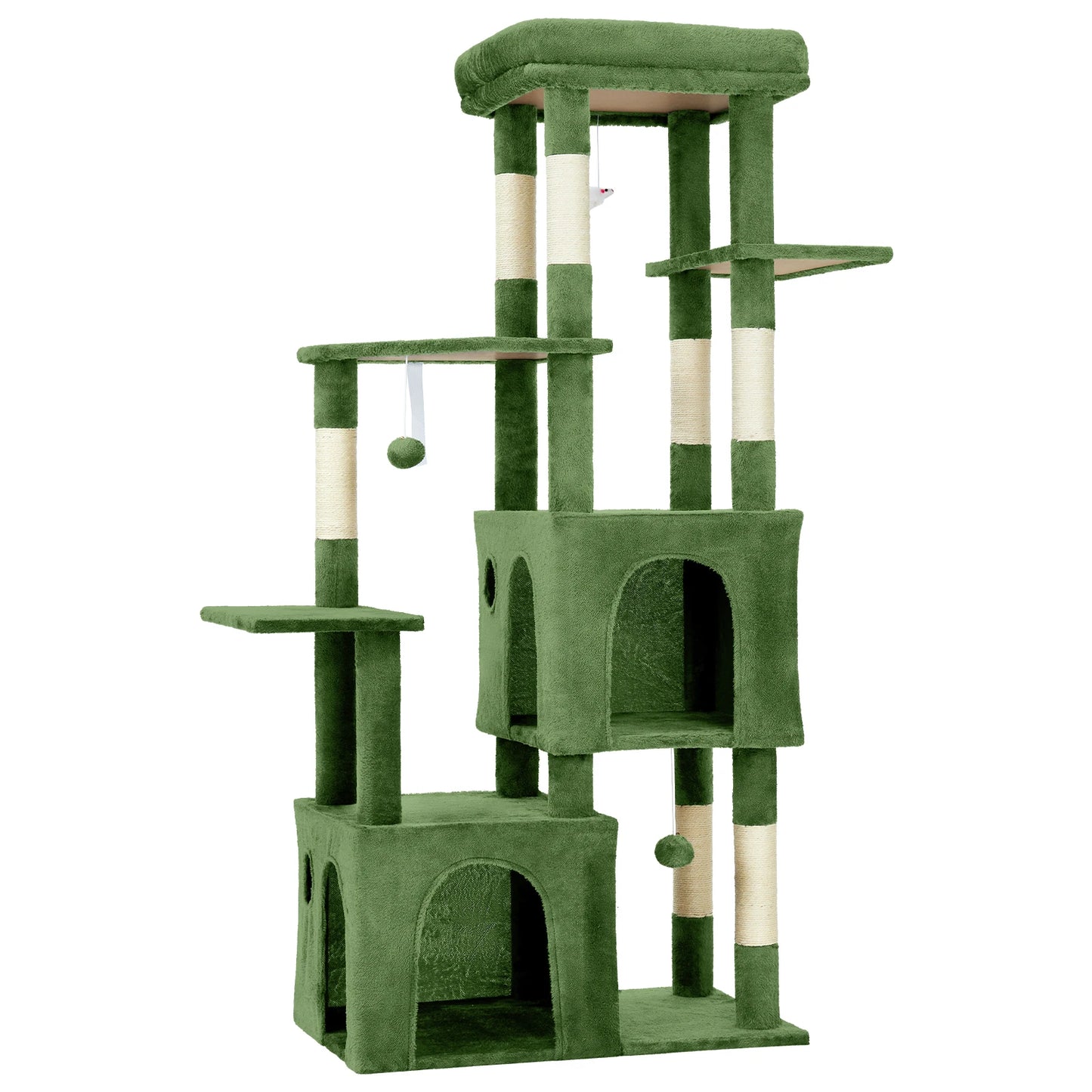 Multi-Level Cat Tree Tower for Large Indoor Cat & Maine Coons Cat Furniture with Perch/2 Condos/Sisal Scratching Posts/Play Toys