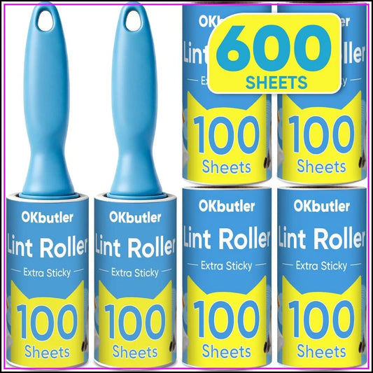600 Sheets Lint Roller for Pet Hair, Extra Sticky, Spiral Easy Tear & Ergonomic Handle, for Clothes, Furniture & Car Seats