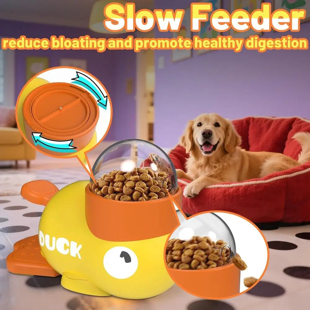 Interactive Dog Treat Dispenser Toy & Slow Feeder Dog Bowls - Duck-Shaped Puzzle Toy for Mental Stimulation, Adjustable Food Out