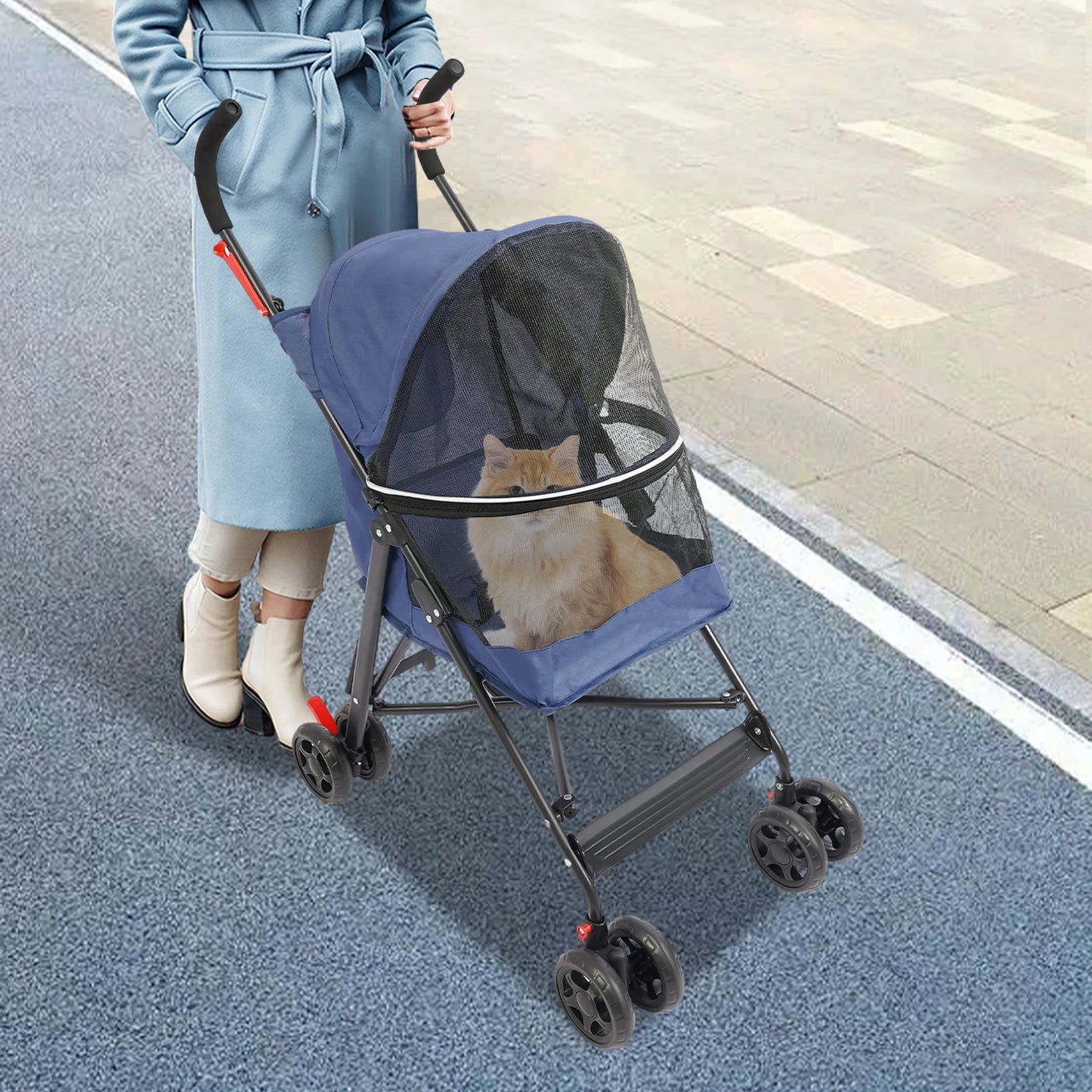 Lightweight Foldable Pet Stroller for Small Medium Dogs Cats Portable Outdoor Travel Pet Cart 10kg Load Bearing