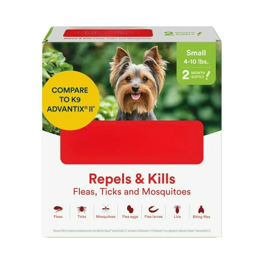 Ultra Flea and Tick Prevention for Dogs - Small Dog Flea and Tick Treatment & Control - Mosquito Repellent - Fast Acting Waterproof Topical Drops, 2 Month Supply