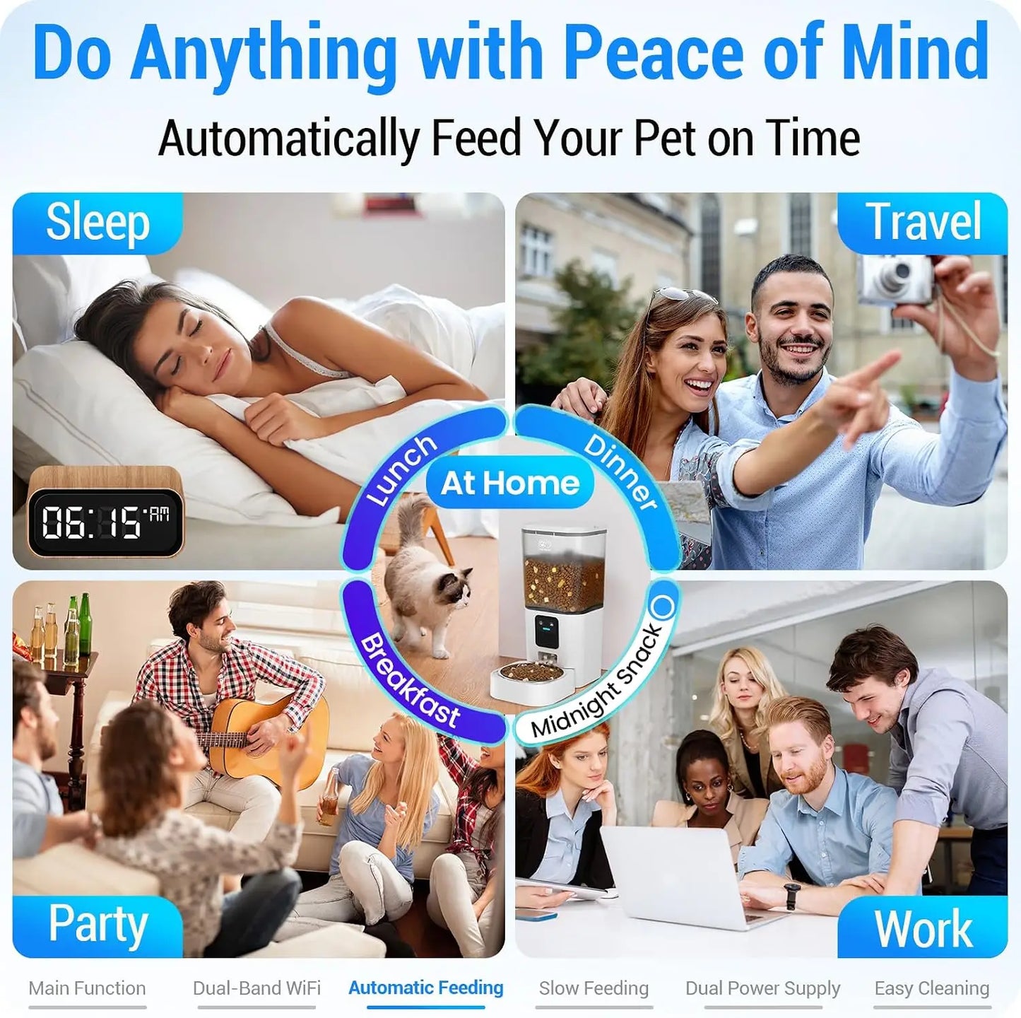 7L 29 Cup Dual Band 5G WiFi Smart Slow Feed Pet Feeder, APP Alexa Voice Control Timed Dry Food Dispenser Detachable Washable