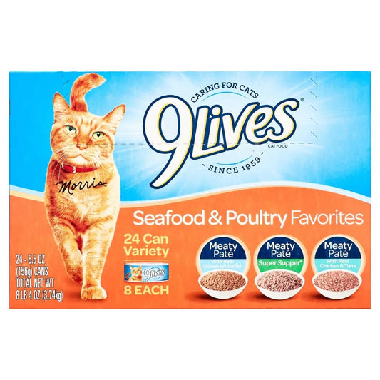 Seafood and Poultry Favorites Variety Pack Wet Cat Food, 24 5.5-Ounce Cans
