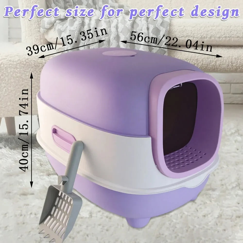 Cat Litter Box Litter Box Cat AccessoriesLarge Fully Enclosed Cat Litter Box, Flip Cover Design OdorProof And SplashProof