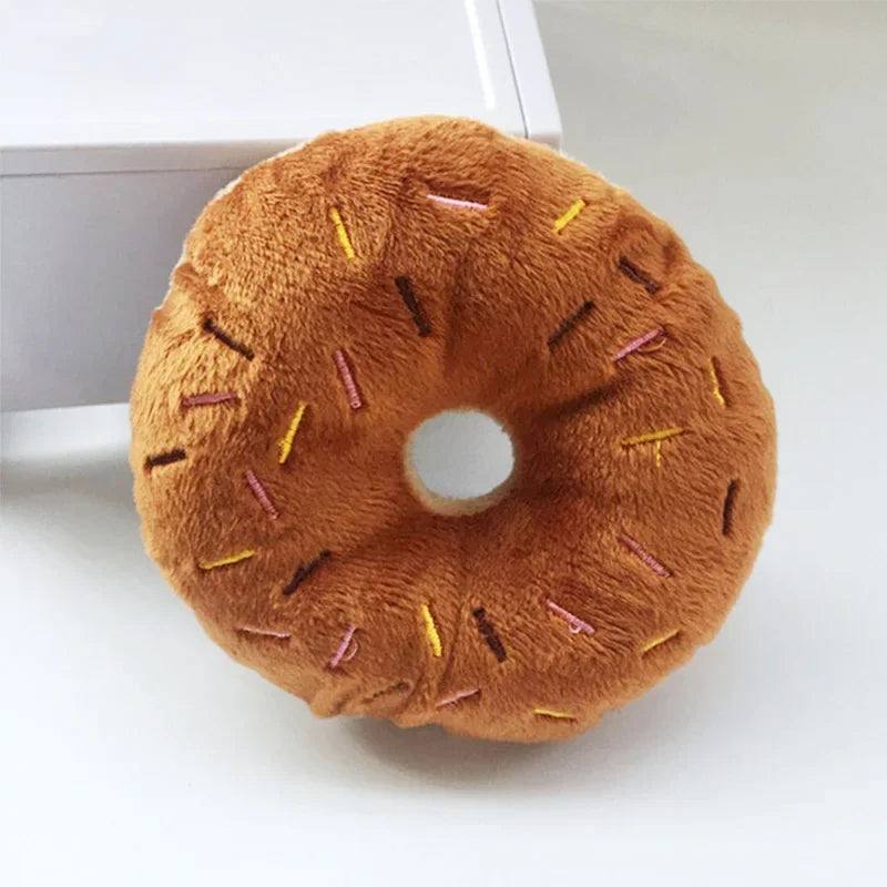 Soft Dog Donuts Plush Pet Dog Toys For Dogs Chew Toy Cute Puppy Squeaker Sound Toys Funny Puppy Small Medium Dog Interactive Toy