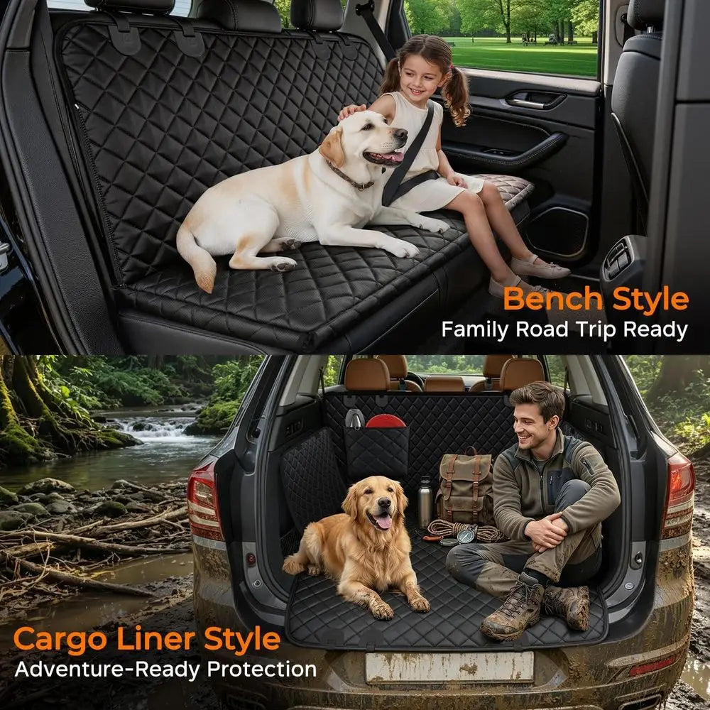 Dog Car Seat Cover or Pets Waterproof Seat Cover Hammock 600D Heavy Duty Scratch Proof Nonslip Durable Spot Back Seat Covers for
