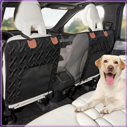 Dog Car Barrier with Mesh Organizer, Pet Divider for SUV/Truck, Heavy Duty Seat Protector