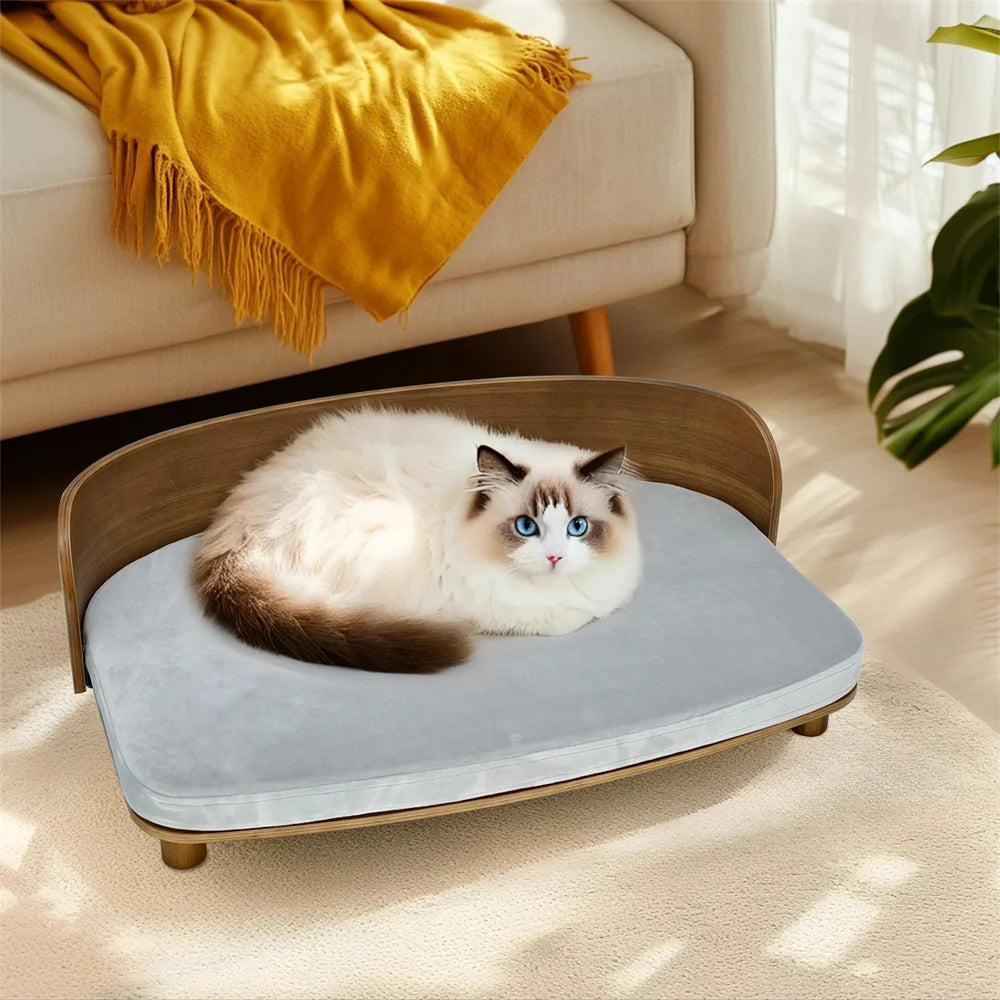 Unique Elevated Pet Sofa Wood Small Dog Couch Bed with Cushion for Puppy Kitty