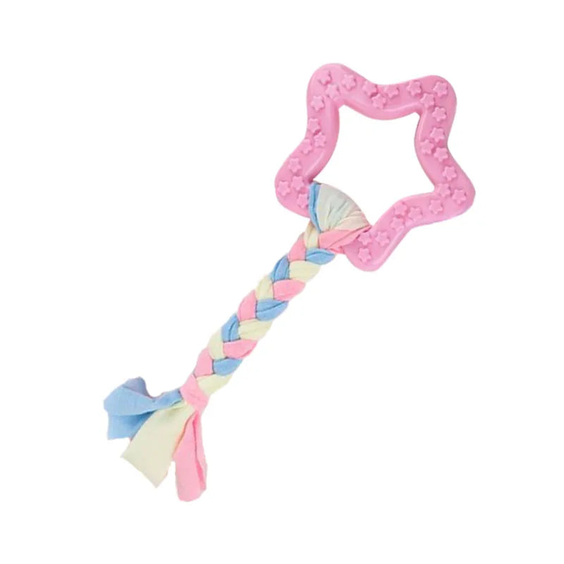 Soft Dog Chew Toys Pink Rubber Bone Toy Durable Molars Training Ball Toy Chihuahua Yorkie Interactive Treat Toys Pet Supplies