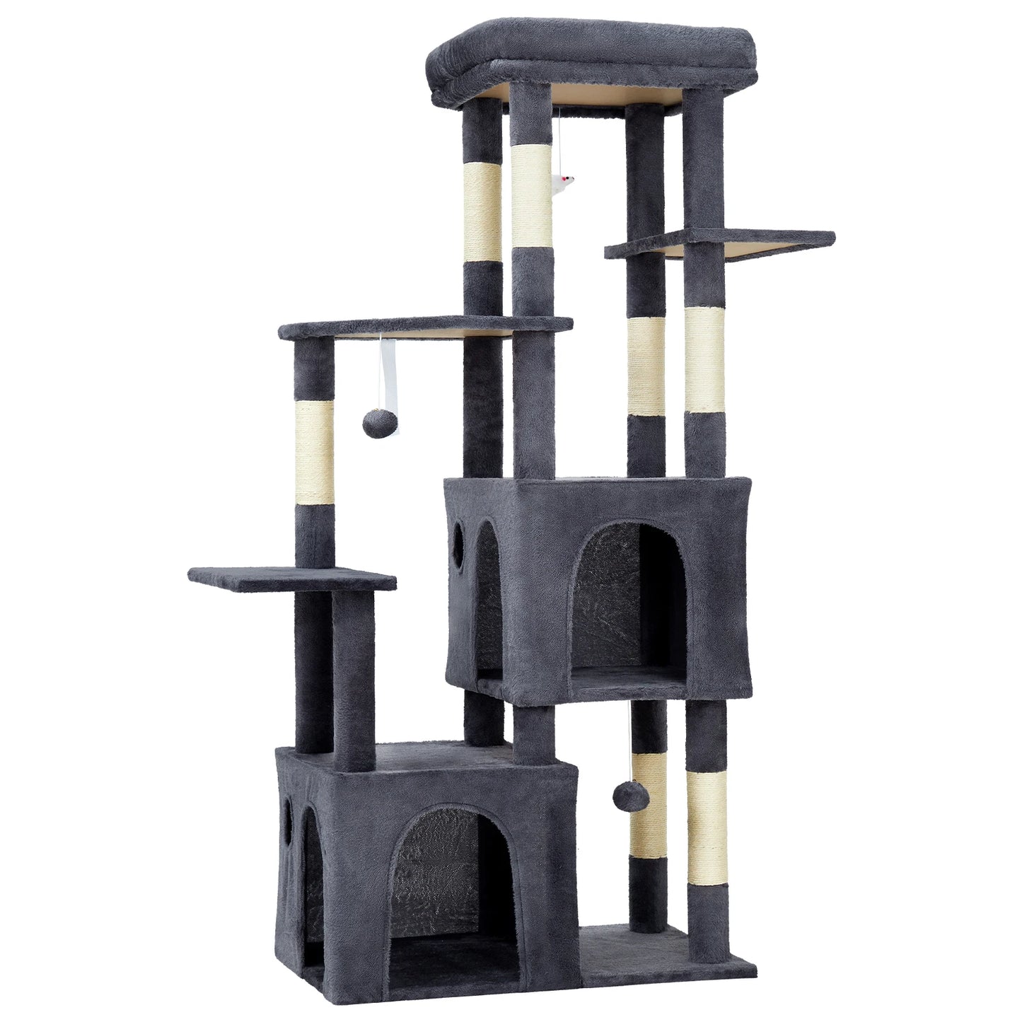 Multi-Level Cat Tree Tower for Large Indoor Cat & Maine Coons Cat Furniture with Perch/2 Condos/Sisal Scratching Posts/Play Toys