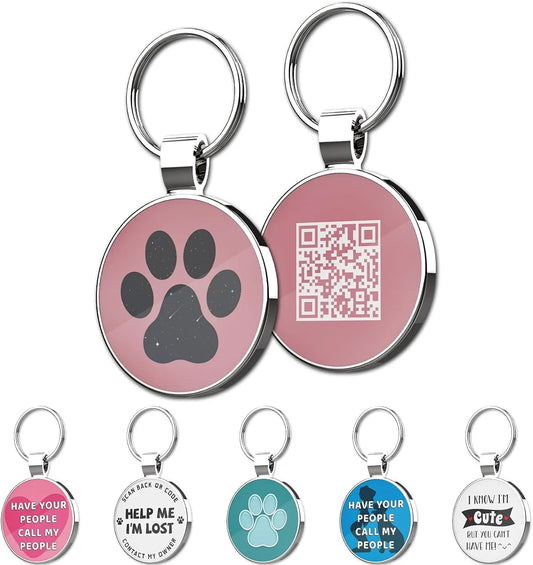 Personalized QR Code Pet Collar Tag with Instant Location Alert Email for Dogs & Cats