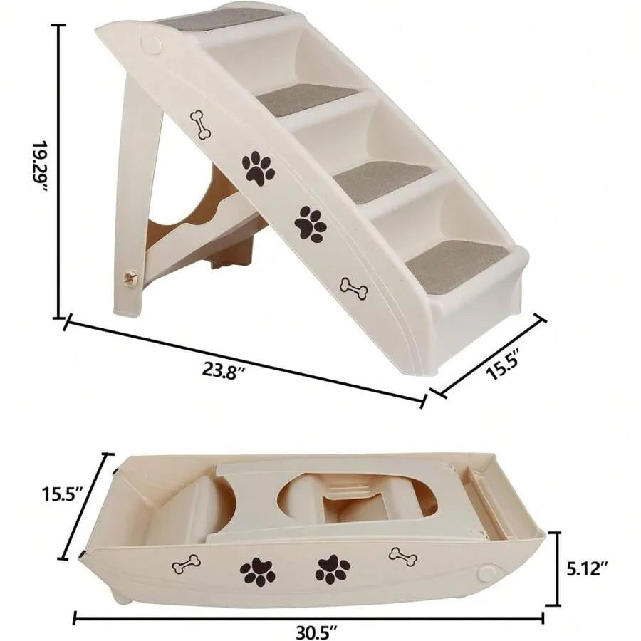 【New style】Dog Stairs and Steps For High Beds Folding Pet Ladder For Small Dogs Plastic Anti-Slip Cat Ramp, No Assembly Needed