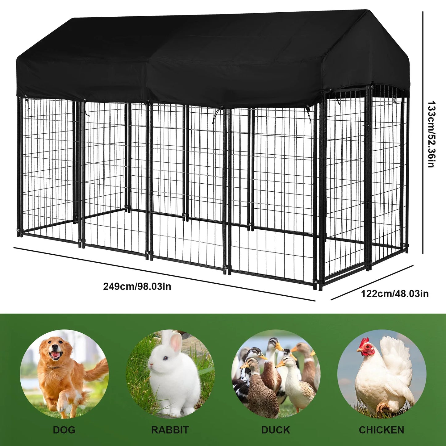 Outdoor Secure Wire Crate Kennel Steel Material Heavy Duty Welded Wire Steel Dog Playpen Fence with Door for Small/Medium Dogs