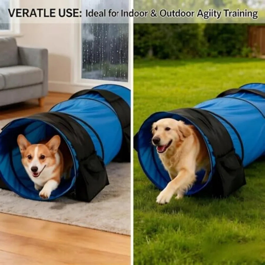 28in Dog Tunnel for Large Dogs, 10ft Heavy Duty Dog Agility Training Equipment with 3 Sandbags 4 Stakes, Portable Pop Up Pet Pl