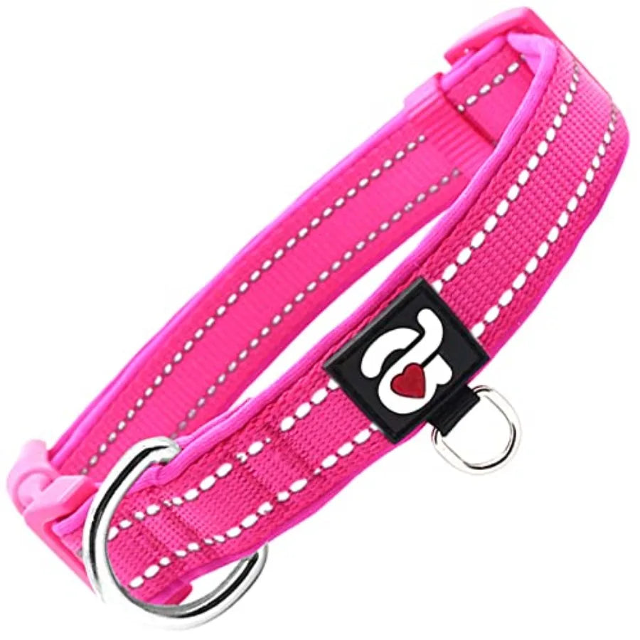 Reflective Dog Collar, Soft Neoprene Padded Pet Collar with ID Tag Ring, Adjustable for Small Dogs,,S
