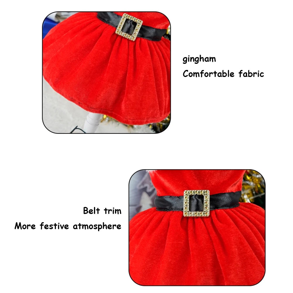 Cats Dog Red Dress Soft Dog Girls Winter Clothes Comfortable Small Pet Red Skirt Suit Easy To Clean Christmas Dress Up Supplies