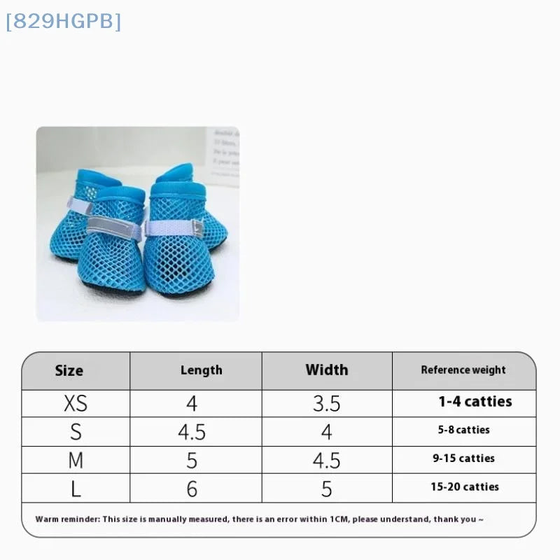 4pc, Dog Shoes Non-slip Breathable Wear-resistant Dog Boots Suitable For Small Medium Sized Pets Puppy Protective Footwear.