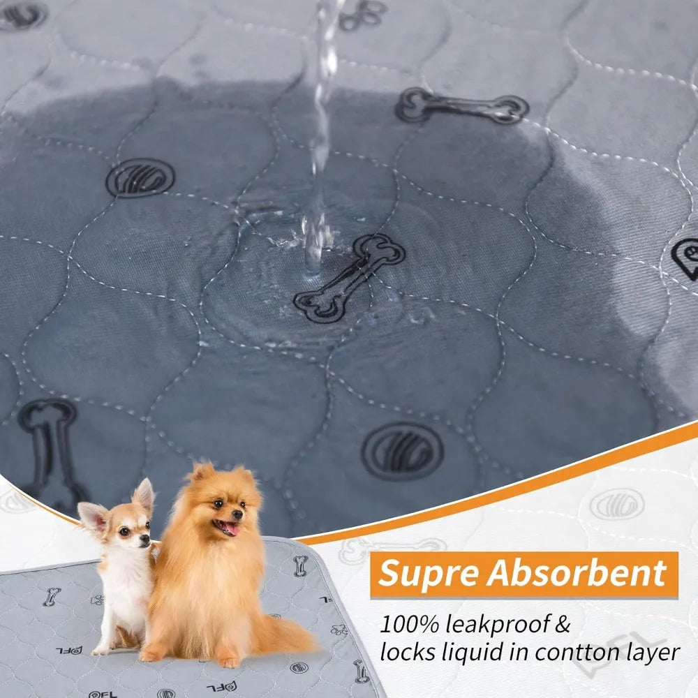 Reusable 2-Pack Washable Dog Pee Pads, 18x24in Absorbent Non-Slip Training Pads with Bone Print