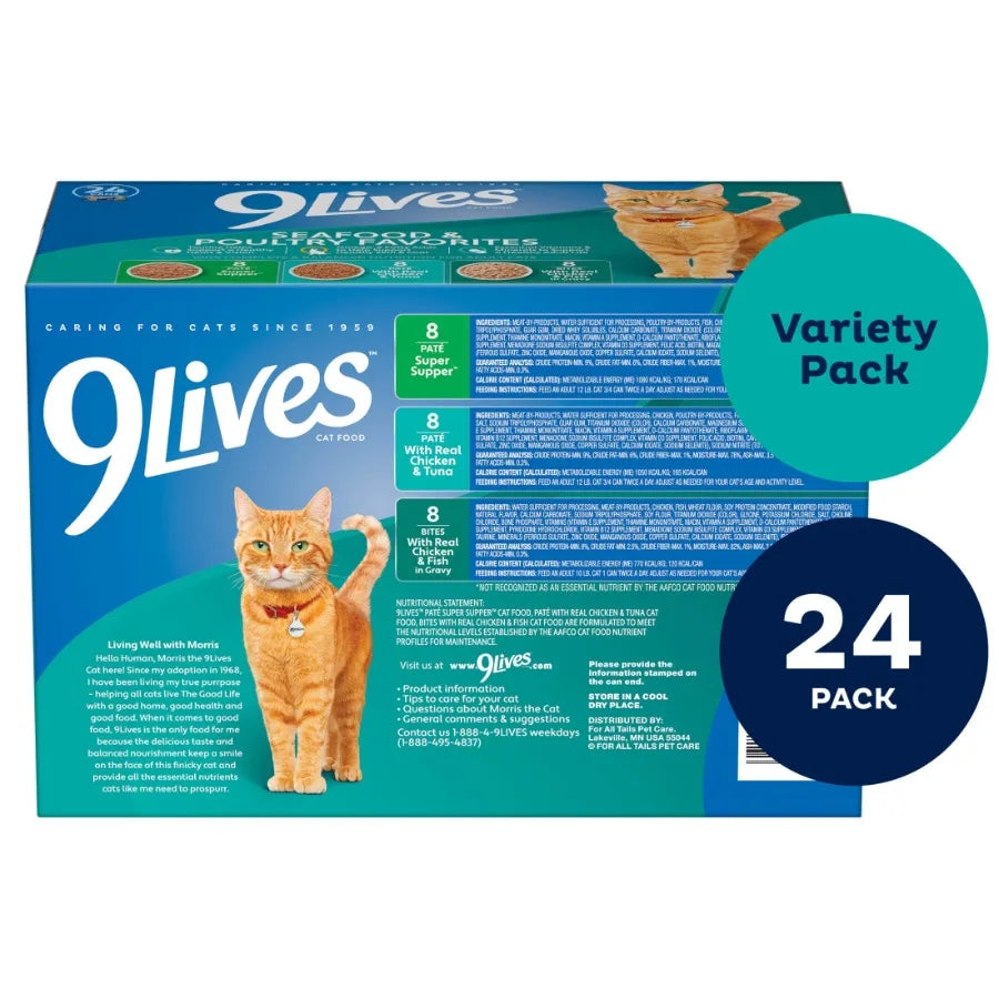 Seafood and Poultry Favorites Wet Cat Food Variety pack, 5.5 oz. Cans Pack of 24