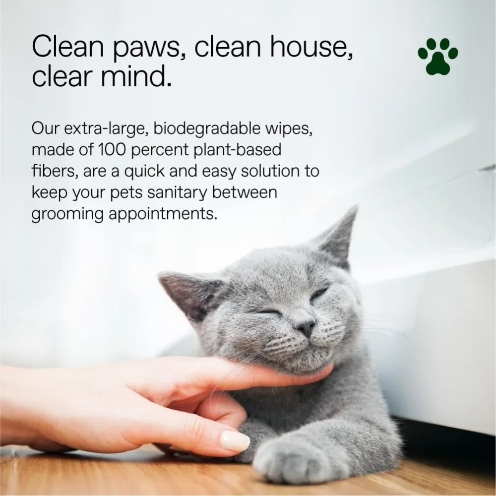 Hypoallergenic All-Natural Multi-Purpose Pet Wipes, Unscented 50ct