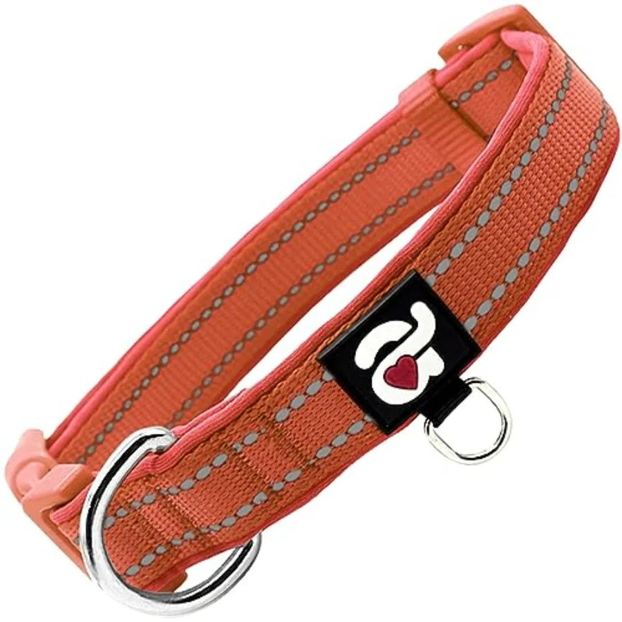 Reflective Dog Collar, Soft Neoprene Padded Pet Collar with ID Tag Ring, Adjustable for Small Dogs,,S