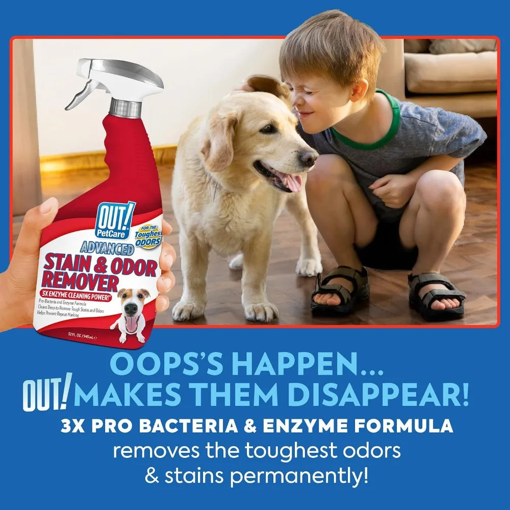 Pet Odor & Stain Remover Spray, Carpet & Floor Cleaner, Deodorizer for Dogs & Cats, 32 fl oz (2 Pack)