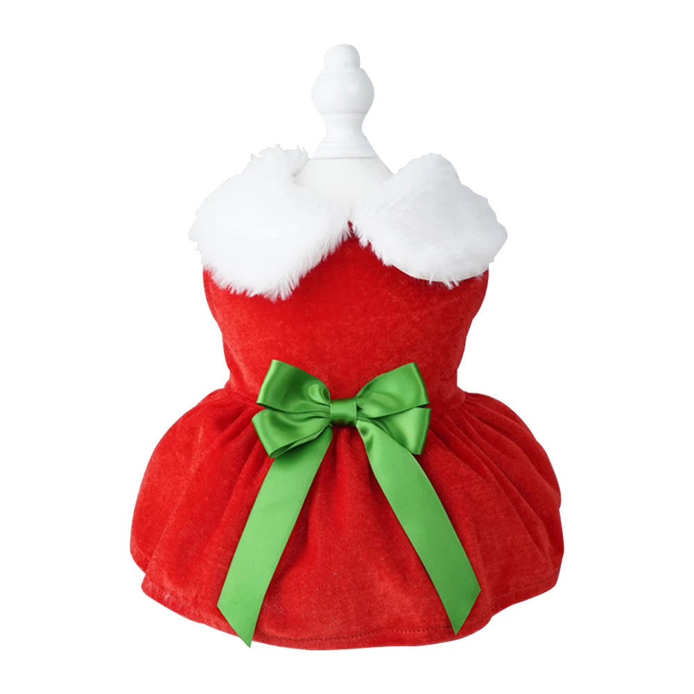 Cats Dog Red Dress Soft Dog Girls Winter Clothes Comfortable Small Pet Red Skirt Suit Easy To Clean Christmas Dress Up Supplies