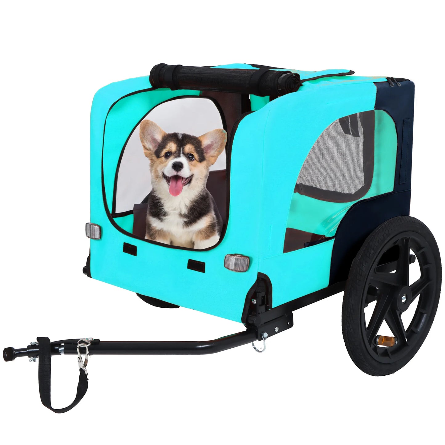 Foldable Dog Bike Trailer with Quick Release Wheel, Non-Slip Floor and Internal Leash for Small and Medium Pets