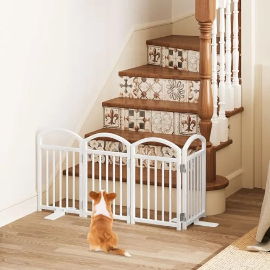 Short Dog Gate Indoor, 19.69" H Freestanding Small Dog Door Gates with Support Feet, Expands Up to 48" Wide Foldable Pet Gates